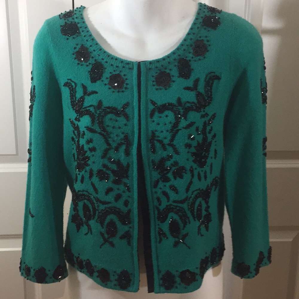 Emerald Green Beaded Sweater